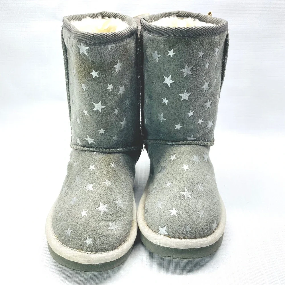 Old Navy Kids Gray Star Print Cozy Lined‎ Winter Emu Boots Size 8 2TAirwalk